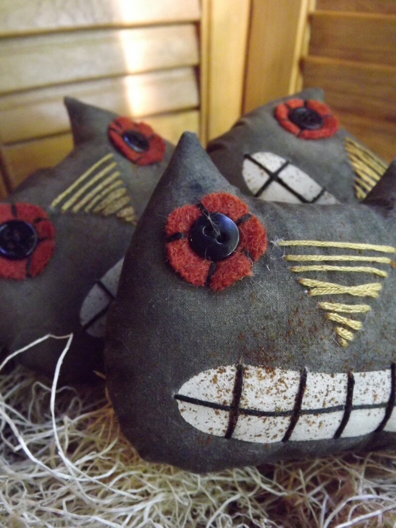 Primitive Halloween Black Cat Bowl Fillerrustic Halloween Etsy