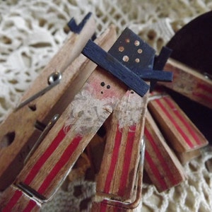 Patriotic Primitive Uncle Sam Clothespin Americana Decor imagem 1