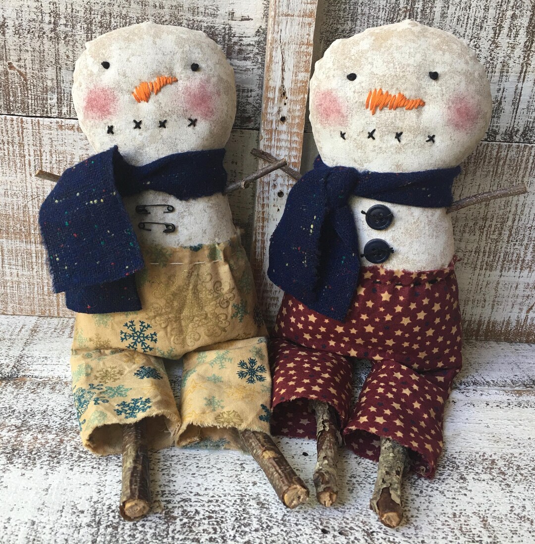 Primitive Snowman Rag Doll, Winter Home Decor - Etsy
