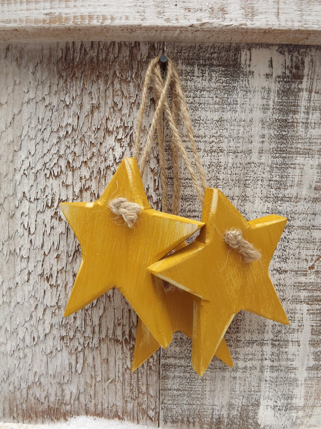 Reclaimed Wood Painted STAR Ornament, Set of 3 - Etsy