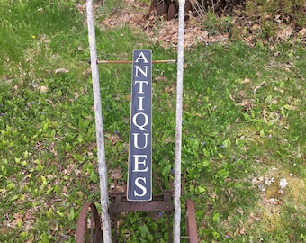 Antiques Sign, Vertical Wood Sign, Hand Painted Pallet Wood Sign