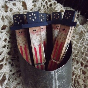 Patriotic Primitive Uncle Sam Clothespin Americana Decor imagem 5