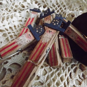 Patriotic Primitive Uncle Sam Clothespin Americana Decor imagem 4