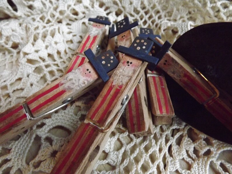 Patriotic Primitive Uncle Sam Clothespin Americana Decor imagem 4