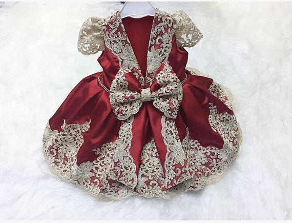 red and gold baby dress