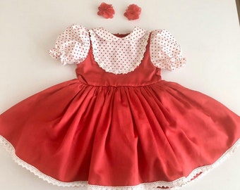 Red polka dot dress for girls