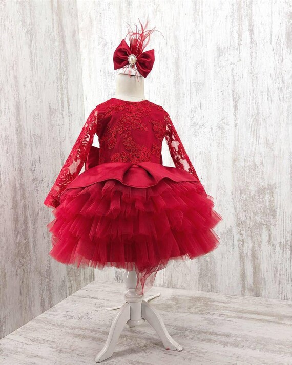 chinese dress ladies Strapless Long Tiered Glitter Prom Ball Gown 9386 Red / XSmall main image 0
