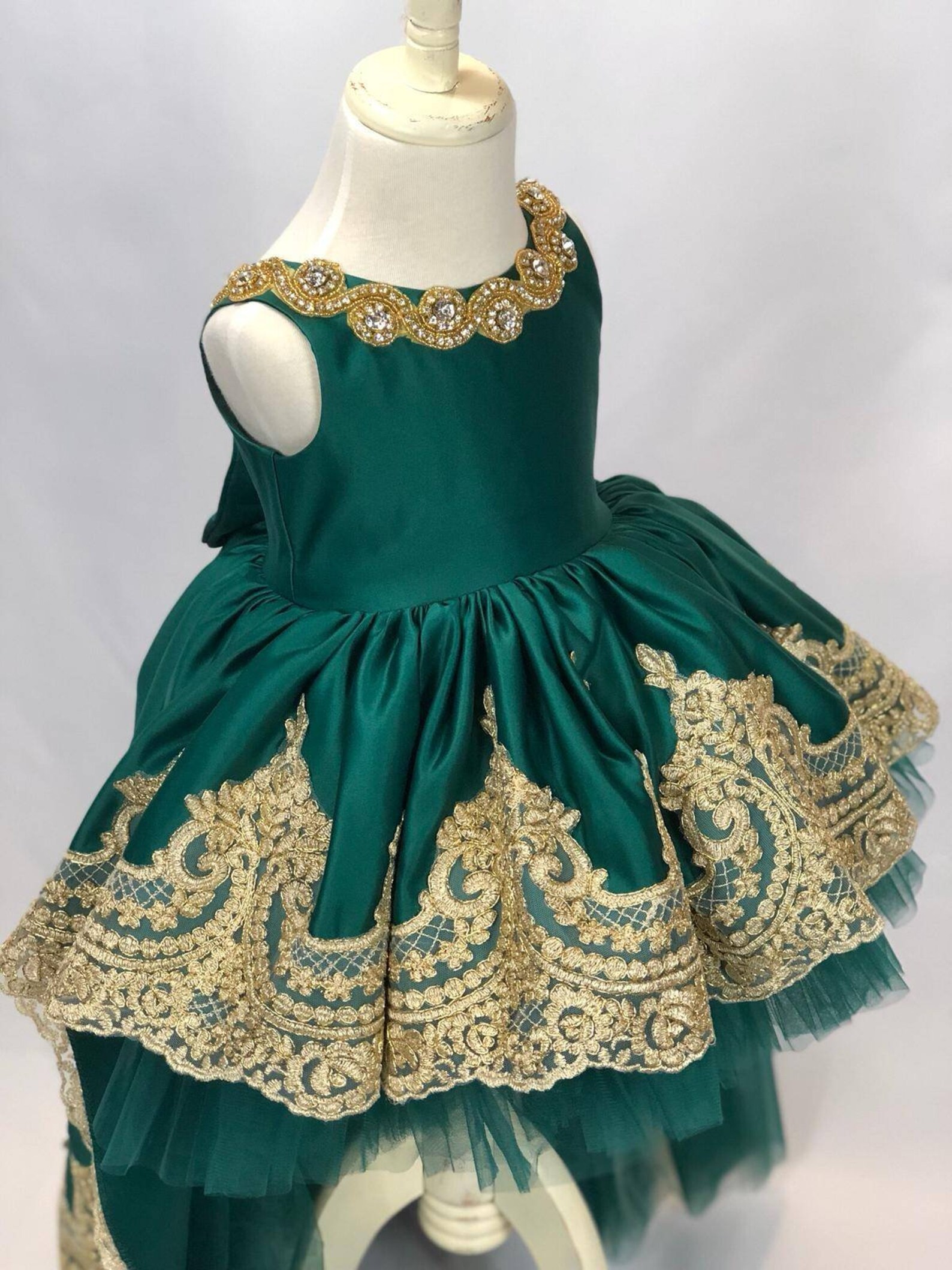 Green and Gold Hi Low Dress Fancy Infant Dress Etsy