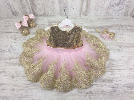 Pink and Gold Tutu Dress 3 Piece Set - Etsy Pink and Gold Tutu Dress 3 Piece Set - Etsy