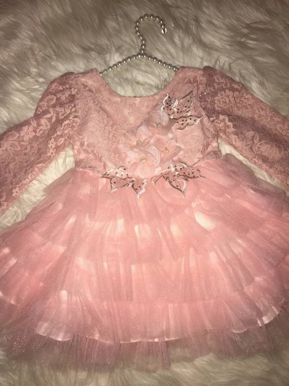 pink frilly baby dress