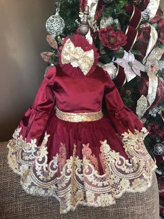 red and gold baby dress