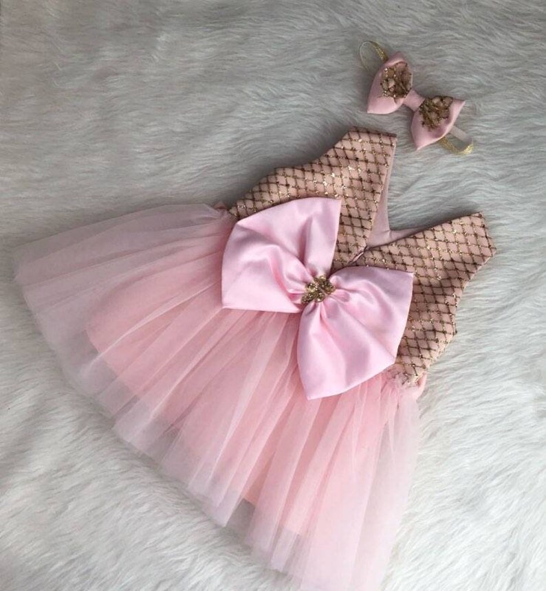 Pink and Gold Baby Dress Etsy