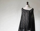 BLACK LINEN PONCHO, knitted machine, wrap poncho, linen sweater,knit poncho,linen cape,women poncho,women sweater,natural poncho,linen scarf