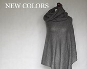 Women 39 s poncho, wrap sweater, gray poncho, women 39 s sweater, knit poncho, knit cape, knit scarf, turtleneck sweater, wool poncho, wool cape