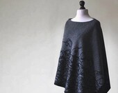 Wool poncho, womens poncho, gray poncho, fabric poncho, 100% handmade