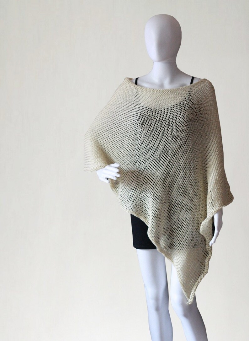 Cotton Poncho Linen Poncho Loose Knit Beach Coverup Etsy