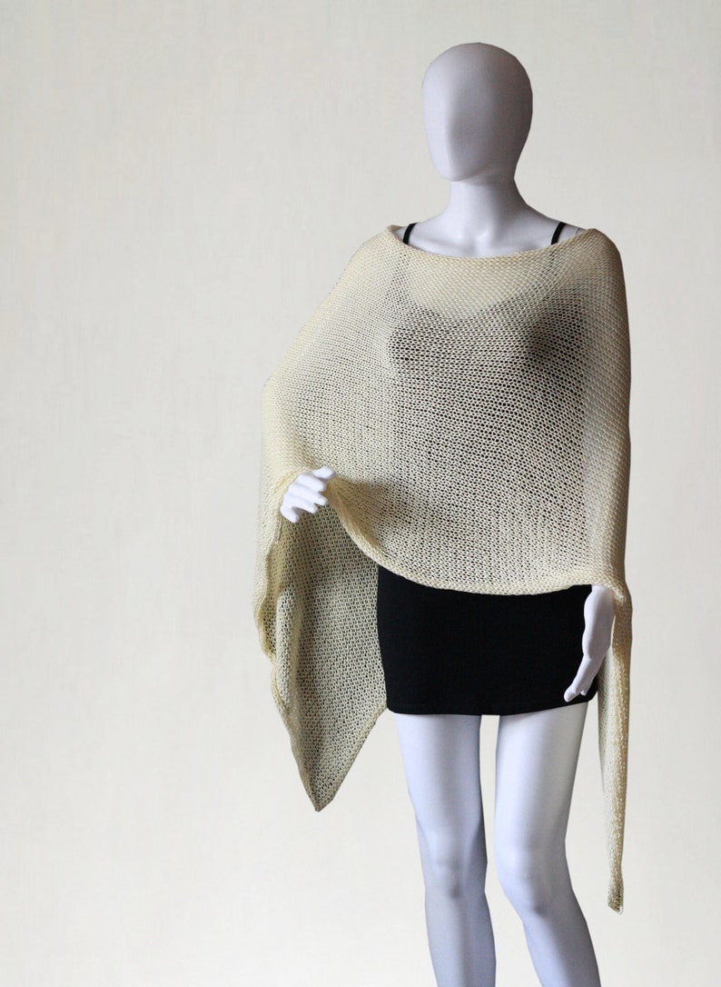 Cotton Poncho Cotton Sweater Loose Knit Beach Coverup Etsy