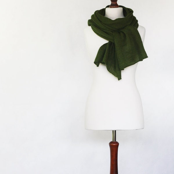 Green shawl, knit scarf, knit shawl, green scarf,mohair scarf,women shawl,shawl wrap,knitted machine,women scarf,knit women,dark green scarf