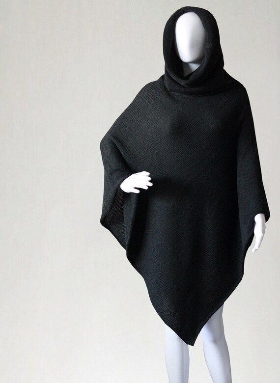 black poncho hoodie