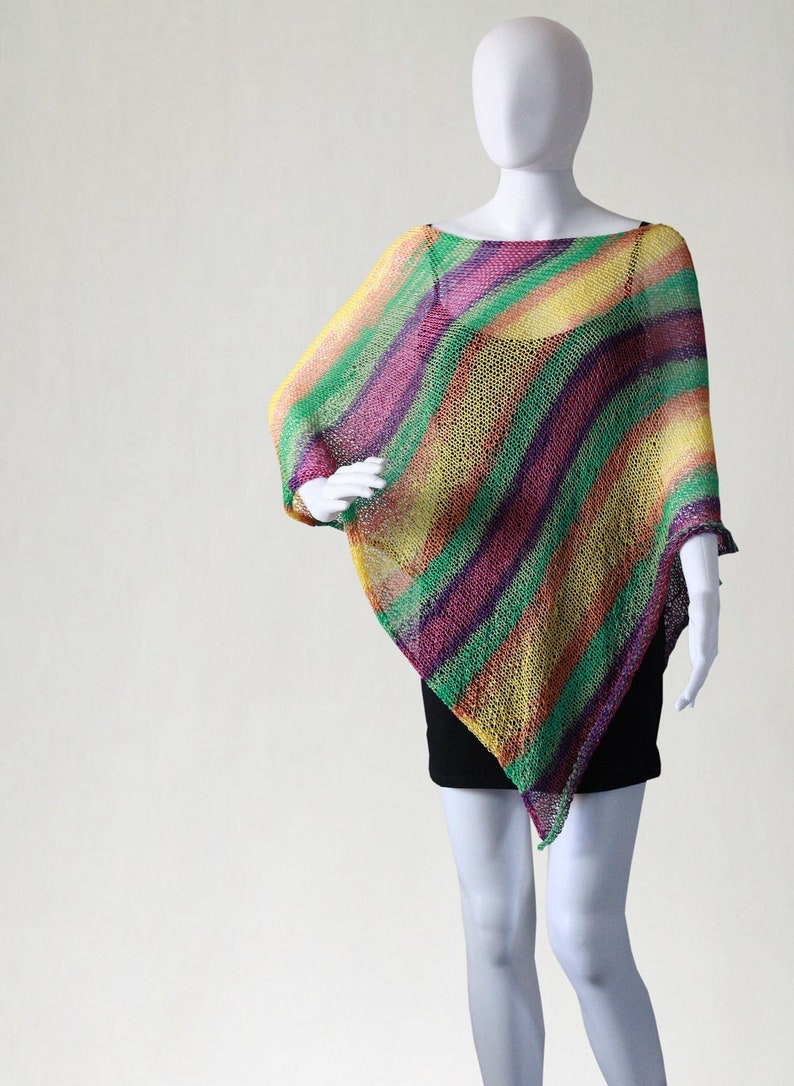 Boho Poncho Loose Knit Beach Coverup Lace Poncho Summer Etsy