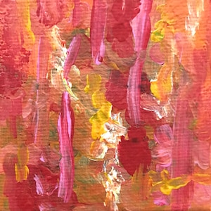 Original painting, abstract painting, mini painting, colorful wall decor, original art, pink red and orange painting