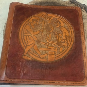 Leather Binder / Hand Tooled in Mahogany and Tan - REGIN