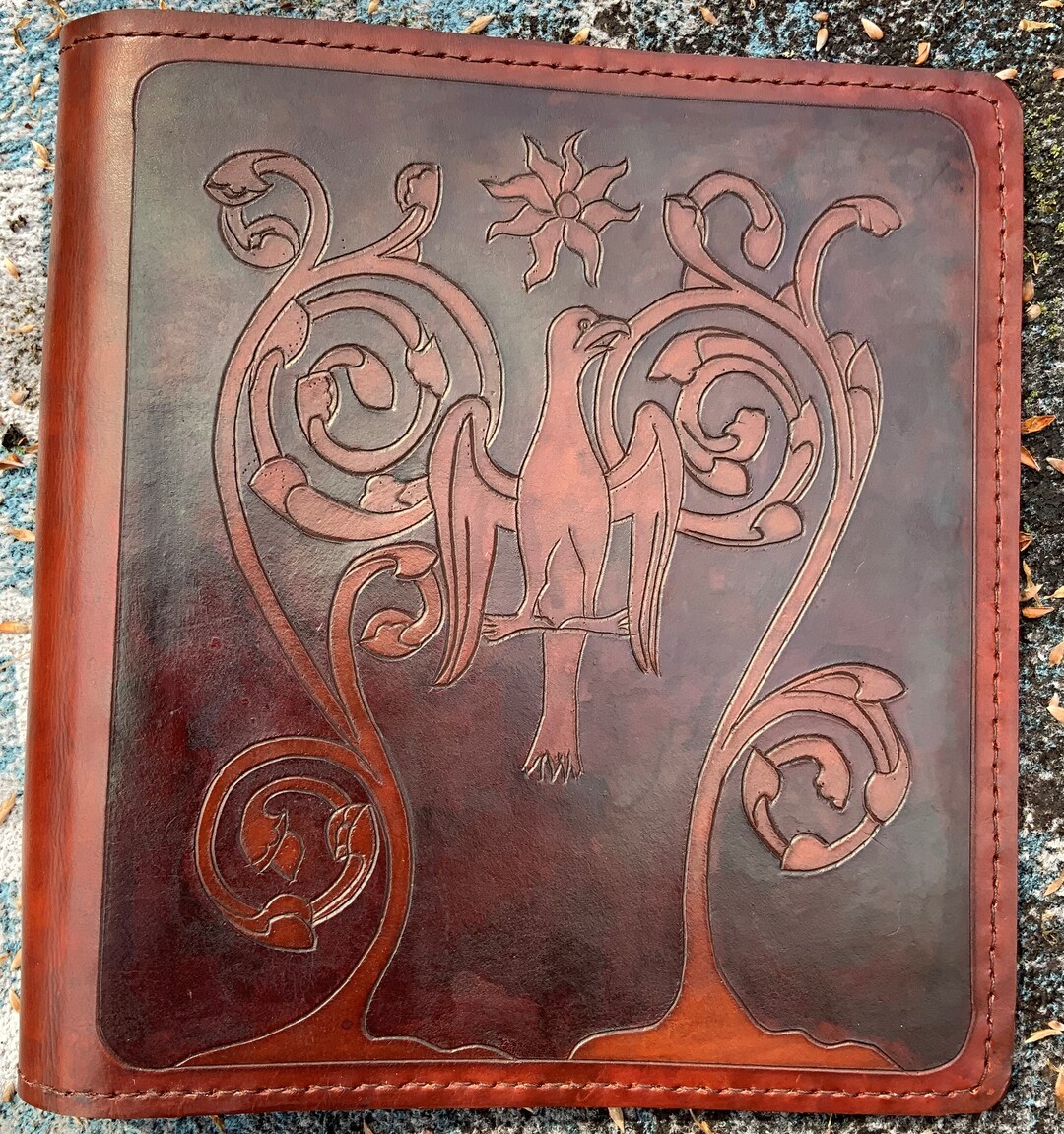 Leather Binder / Hand Tooled Medieval Motif FENIX Etsy