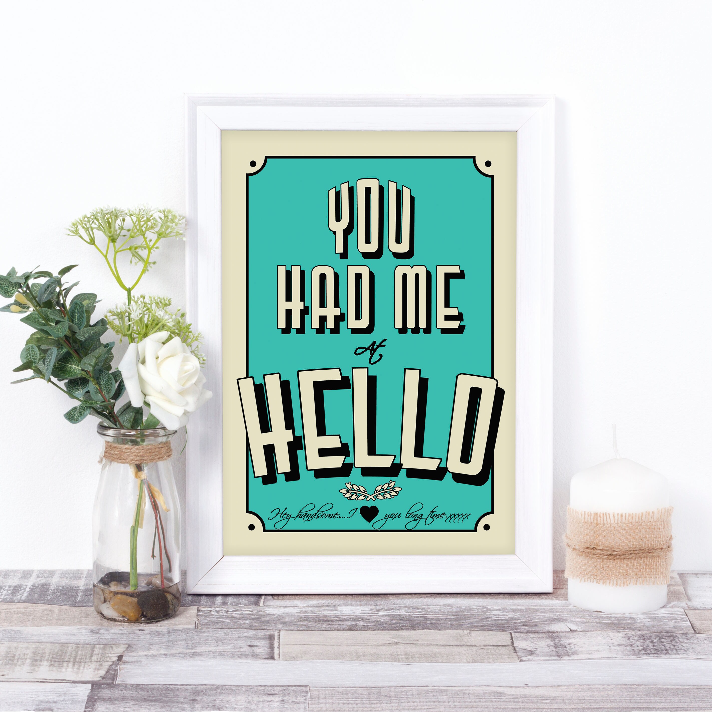 You Had Me at Hello... personalised movie quote art print in Etsy