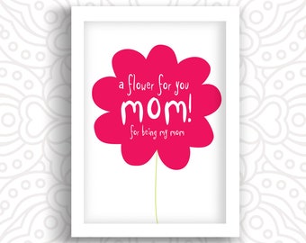 Flower printable gift for mother, digital download wall art print, mothers day