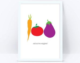 Vegetables digital art print, wall art printable, kitchen digital download, home wall art