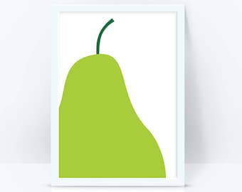 Green pear printable wall art, home decoration digital art print