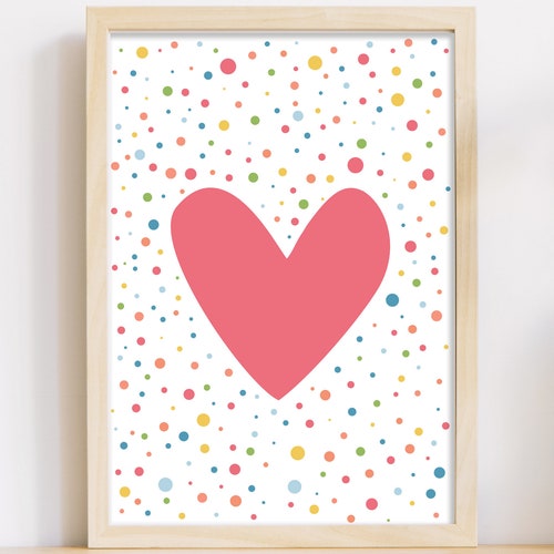 Printable Wall Art Pink Heart Girls Room Wall Decor Nursery Etsy