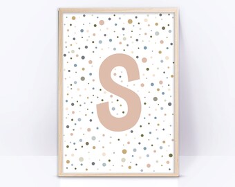 Letter S digital file initial sign, S Printable wall art, printable wall decor, S monogram print Nursery, baby girl room