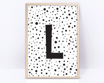 L Monogram sign, name letter, Initial Nursery print, playroom decor print, baby room wall decor, children wall decor, kids Instant download