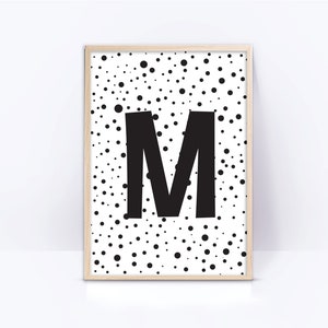 Letra M, Impresión de monograma, Decoración inicial de la habitación de la guardería, Impresión de la decoración de la sala de juegos, Decoración de la pared de la habitación del bebé, Decoración de la pared de los niños, Descarga instantánea para niños