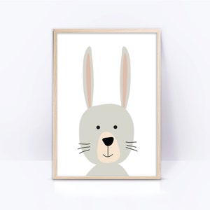 Bunny print, DIGITAL download cute bunny illustration, easter bunny forest animal instant download printable wall art