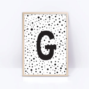 Letra G nombre Monograma, Letra inicial, Impresión de guardería, signo de nombre imprimible, decoración de la pared de la habitación del bebé, niños Descarga instantánea