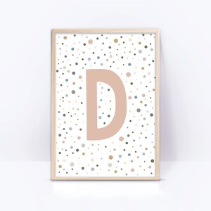 Letter D printable wall art, initial letter D pink print Nursery monogram D, girls Initial letter, wall decor, baby girl room decor