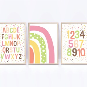 Kids room printable decor, Educational wall art, posters for playroom, alphabet sign, preschool learning, learning to count numbers
