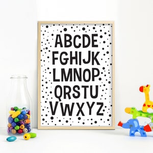 Alphabet monochrome printable Wall Art, digital abc Print black and white Kids Room Decor Nursery Letters Playroom print image 5