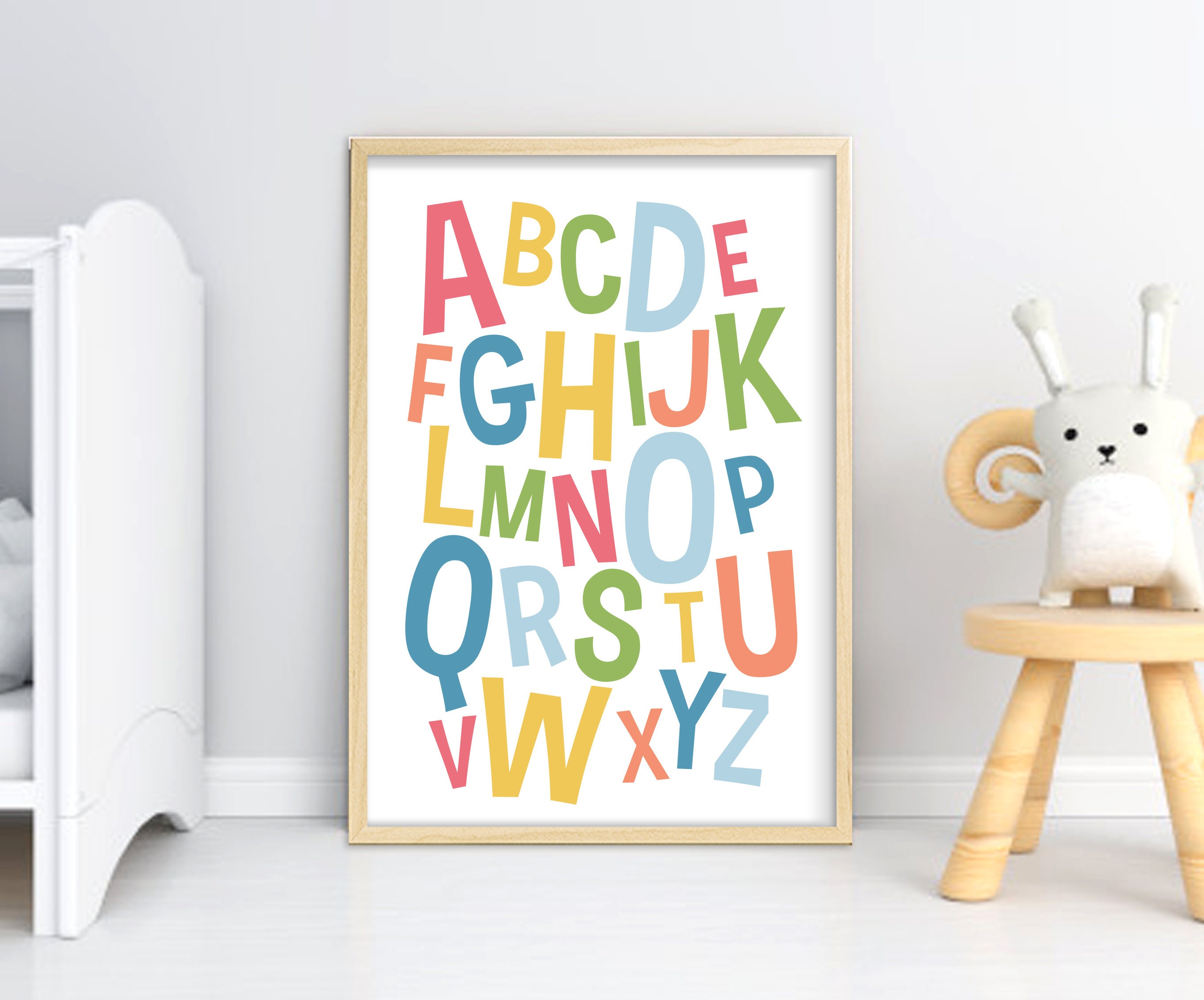 Colorful Printable Wall Art, Set of 6 Playroom Kids Posters, Alphabet ...