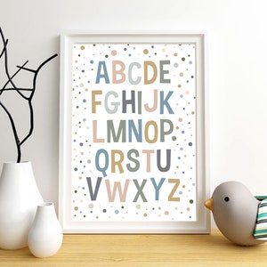 Neutral gender Alphabet print, Wall Art printable, digital abc poster colorful Kids Room Decor Nursery Letters Playroom print image 2