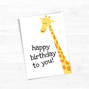Giraffe happy birthday to you birthday card greetings card digital download card for birthday party fun greetings printable card