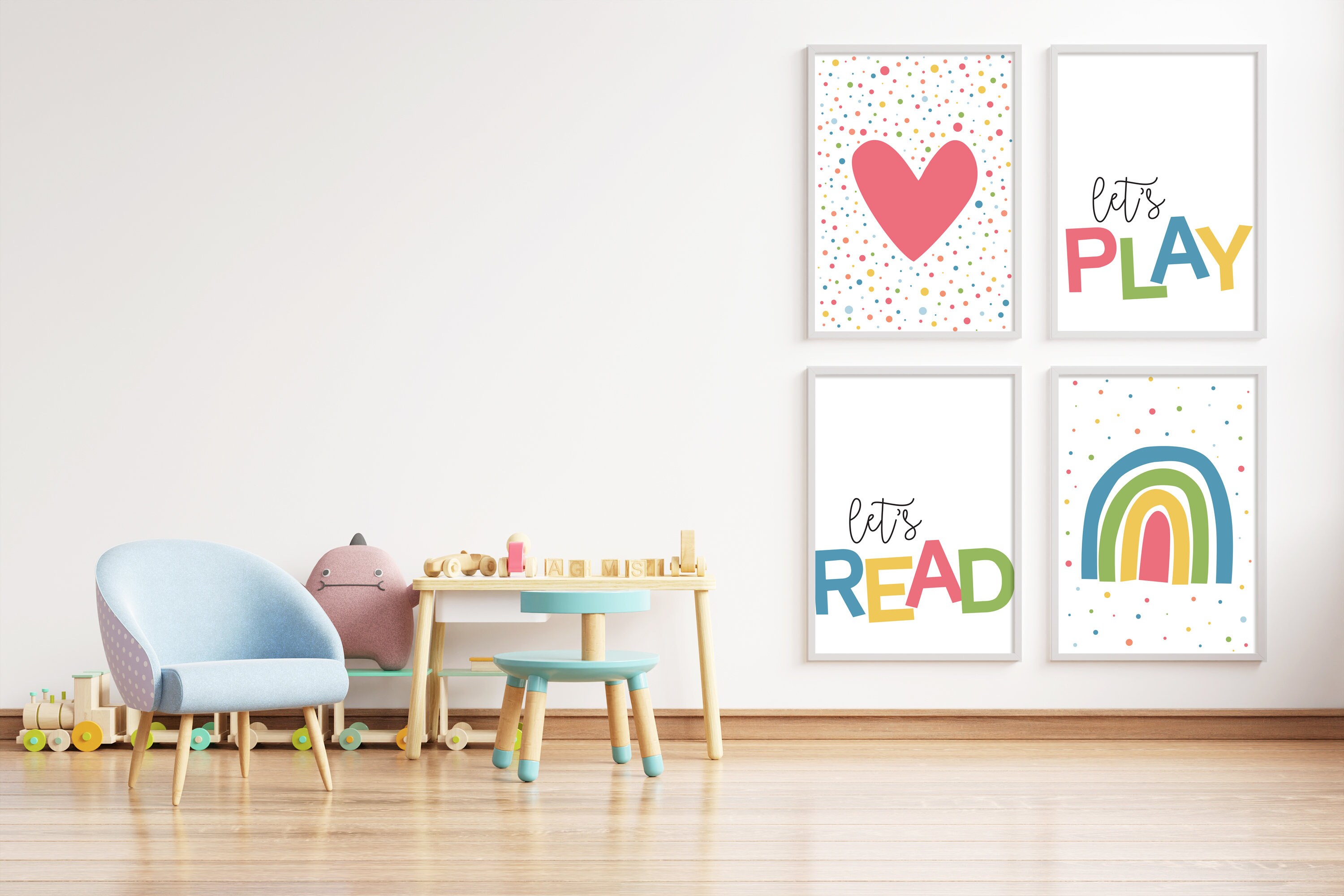 Kids Printable wall art girls room wall decor Pink heart for | Etsy
