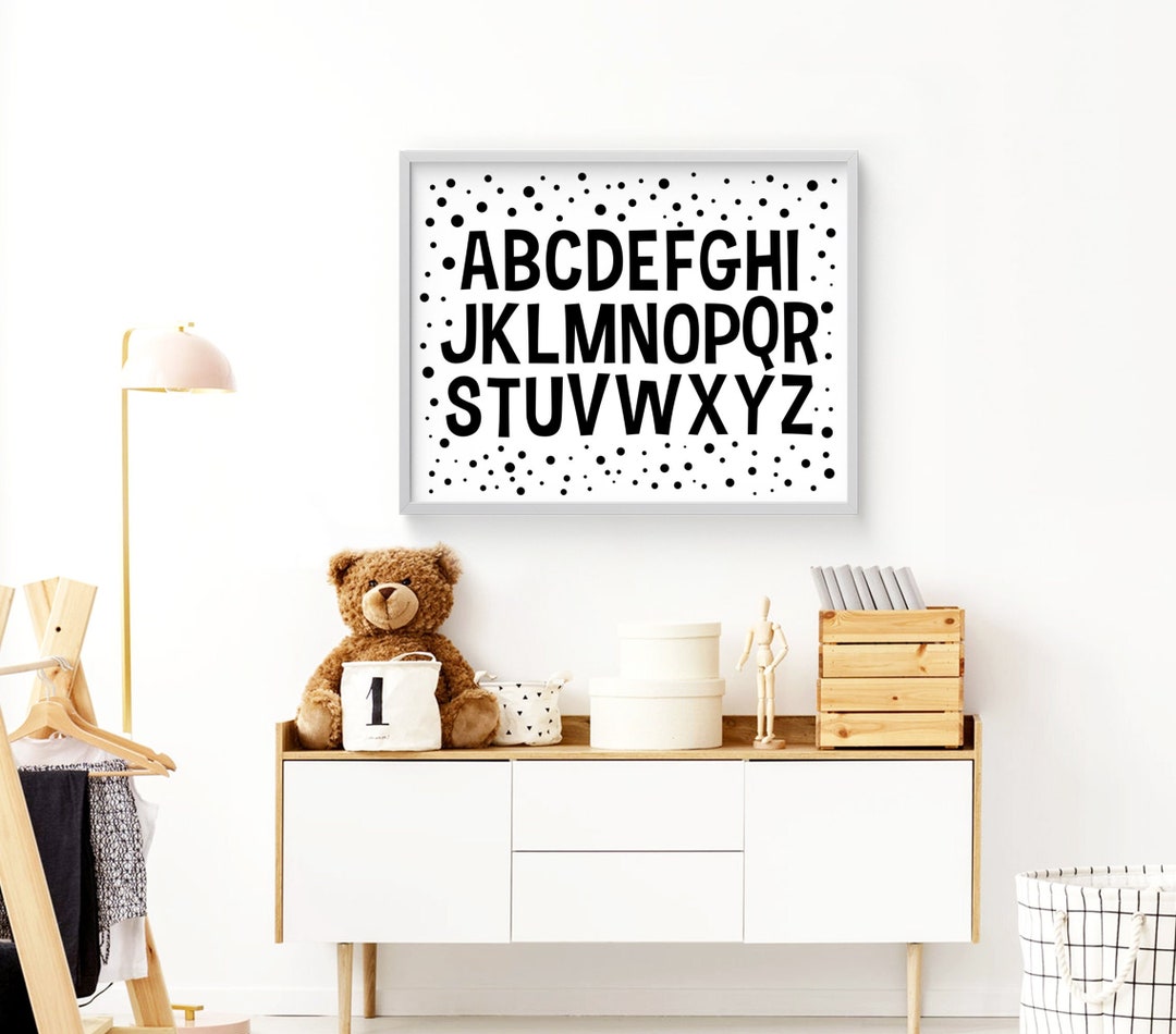 Abc's Horizontal Horizontal Alphabet Print, Black and White, Landscape Orientation ...