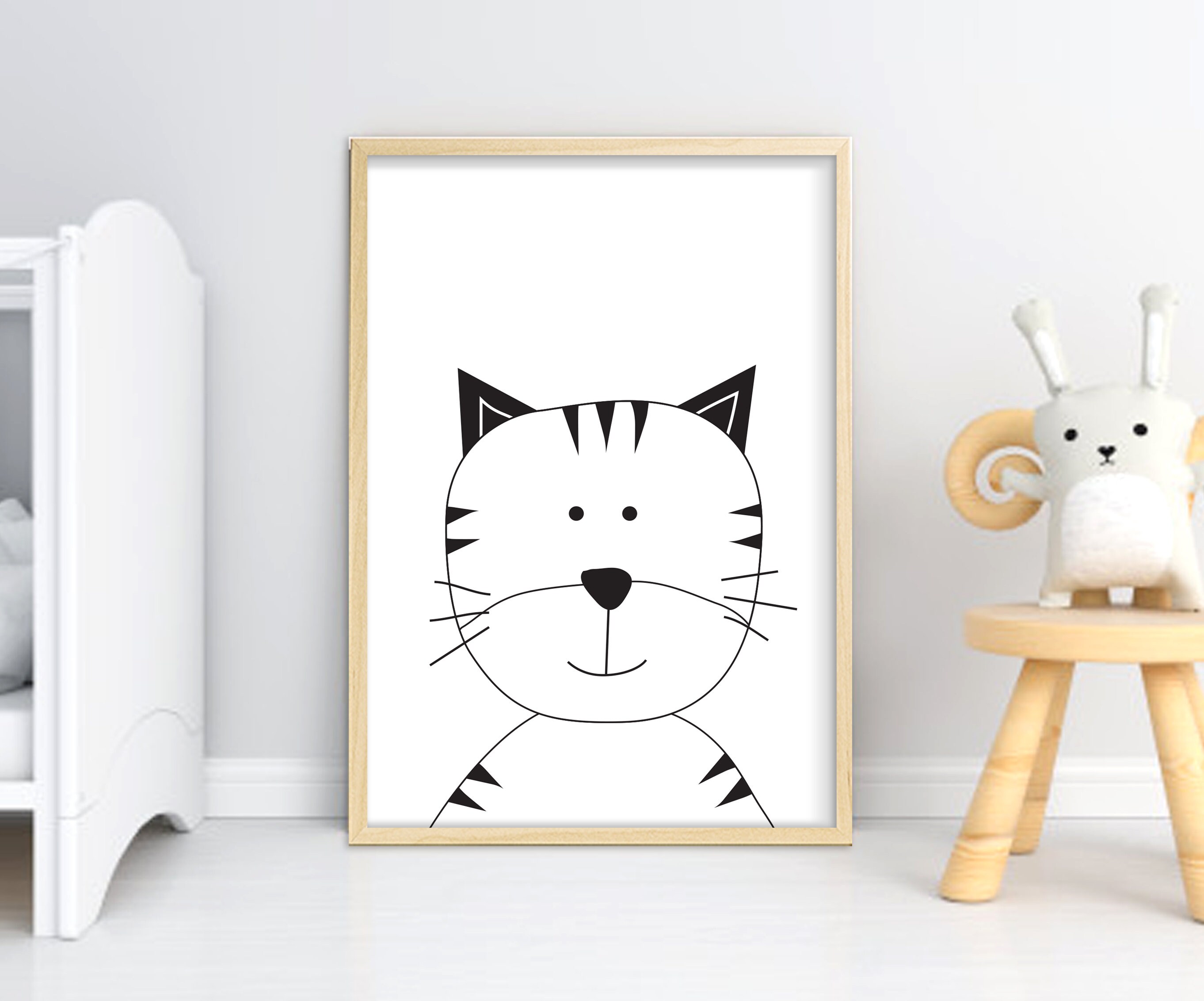 Cat art print nursery room wall decor printable baby room | Etsy