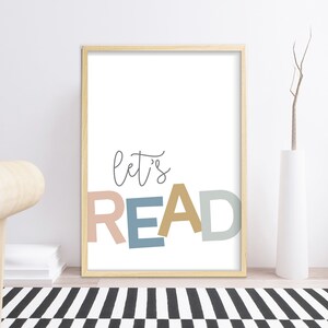Let's Read Printable, Playroom Wall Art, Kids Room Decor, Children ...