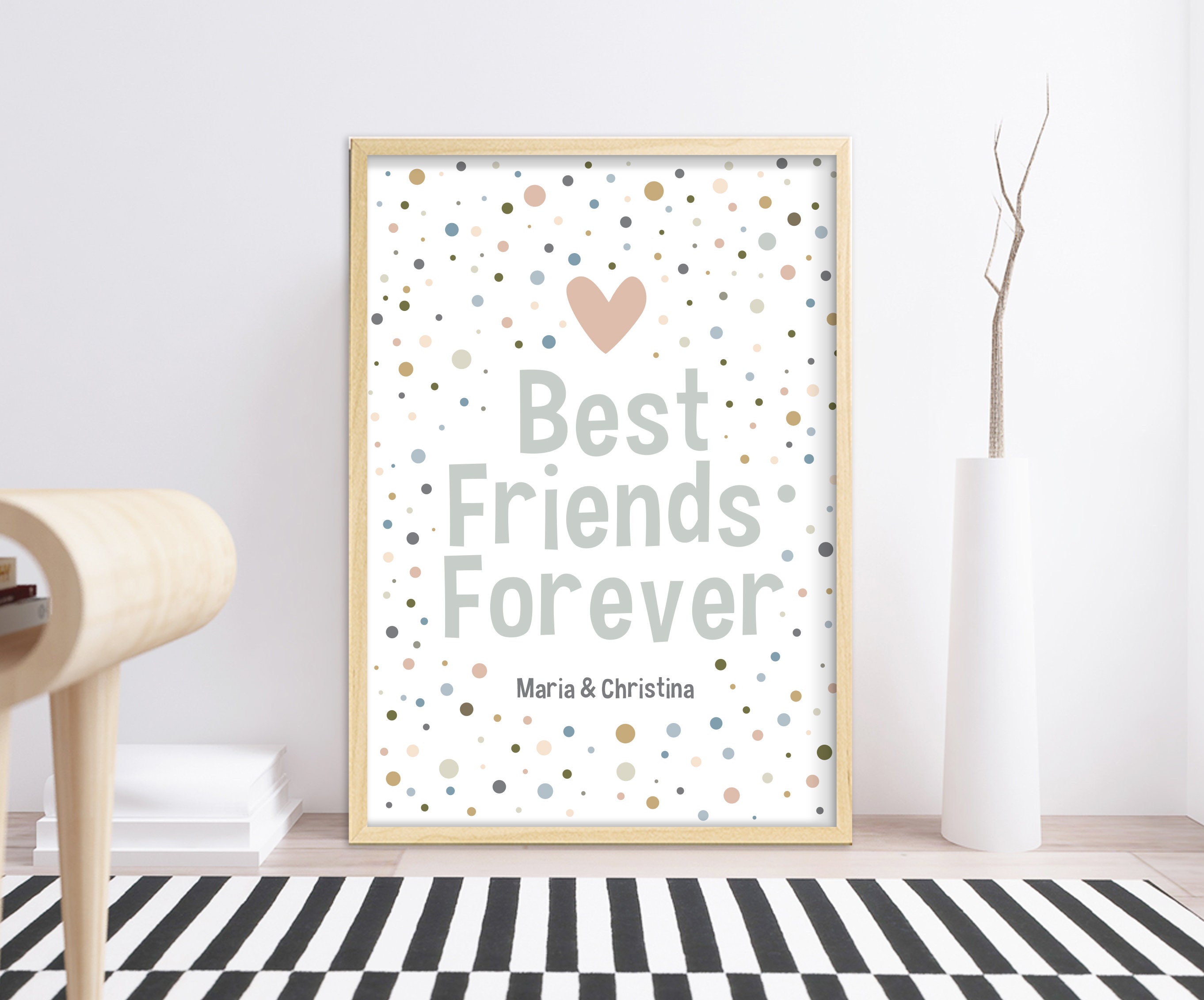 Best friends forever printable wall art custom BFF gift | Etsy