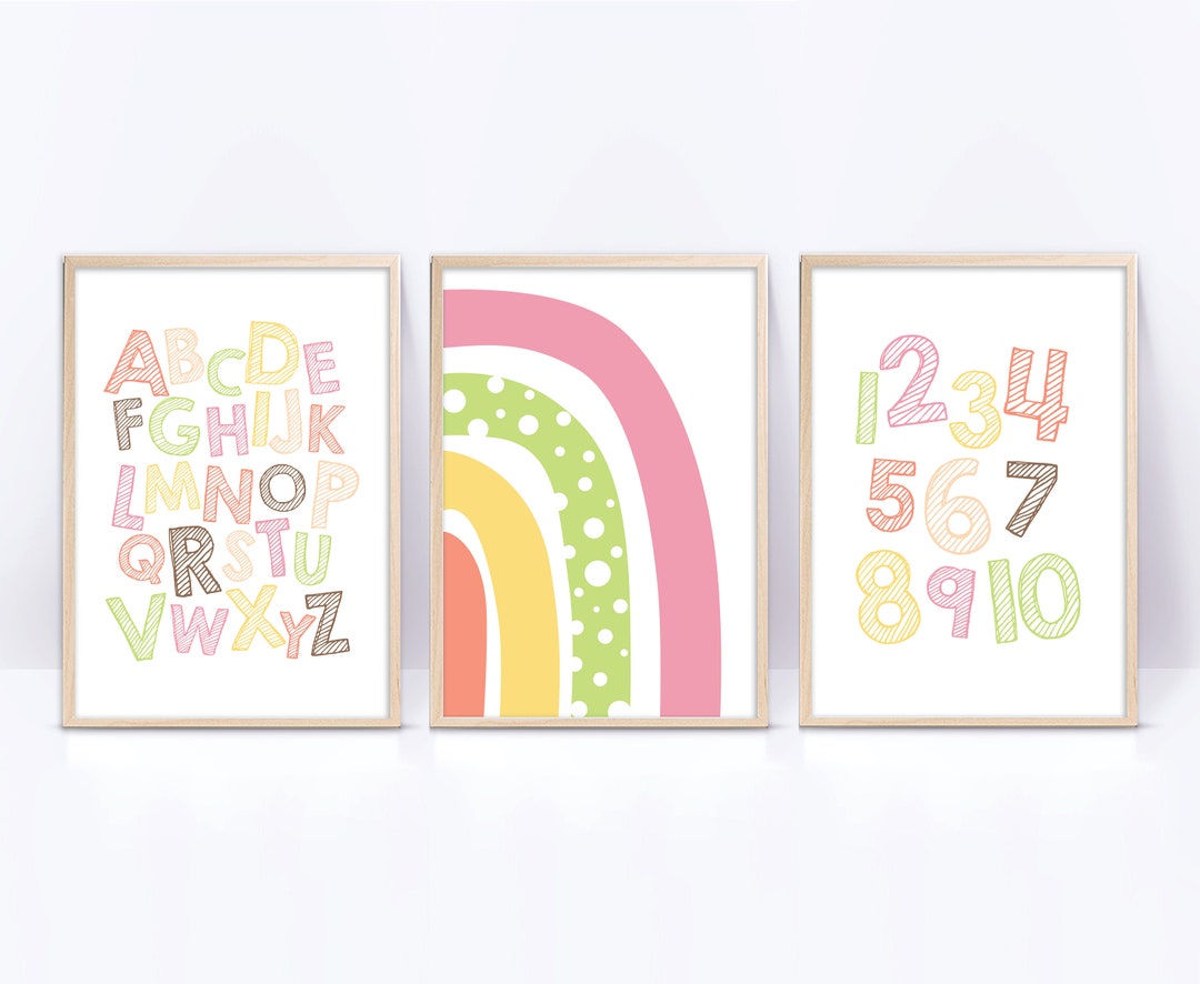 Educational Printable Signs, Playroom Printable Wall Art, Alphabet and ...