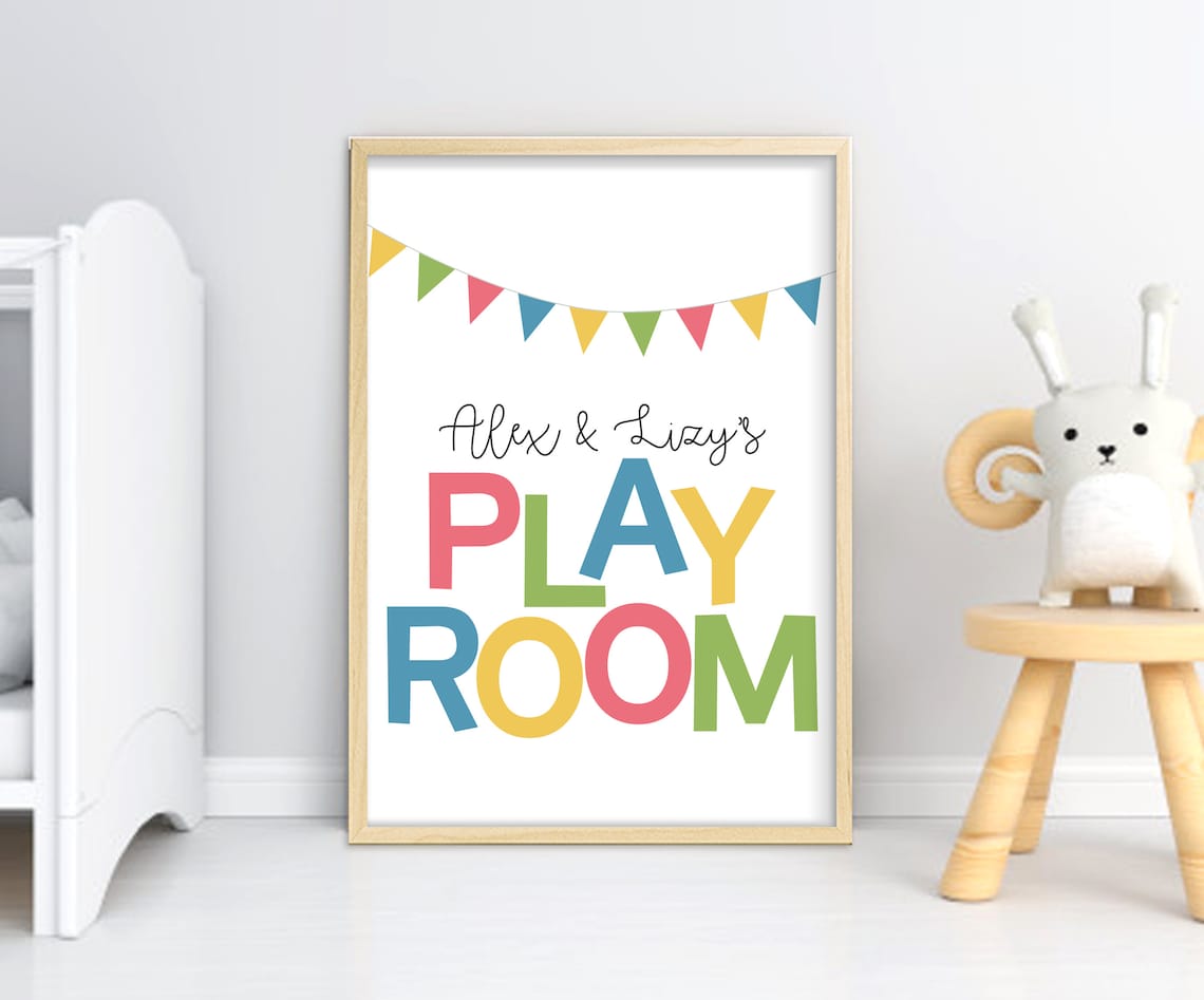 Personalized Playroom Sign Kids Printable Wall Art Colorful Etsy
